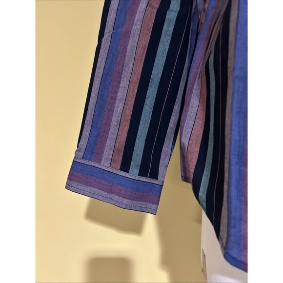 Christopher Banks Shirt Womens Colorful Striped Mandarin Collar Work Job L - Picture 7 of 9
